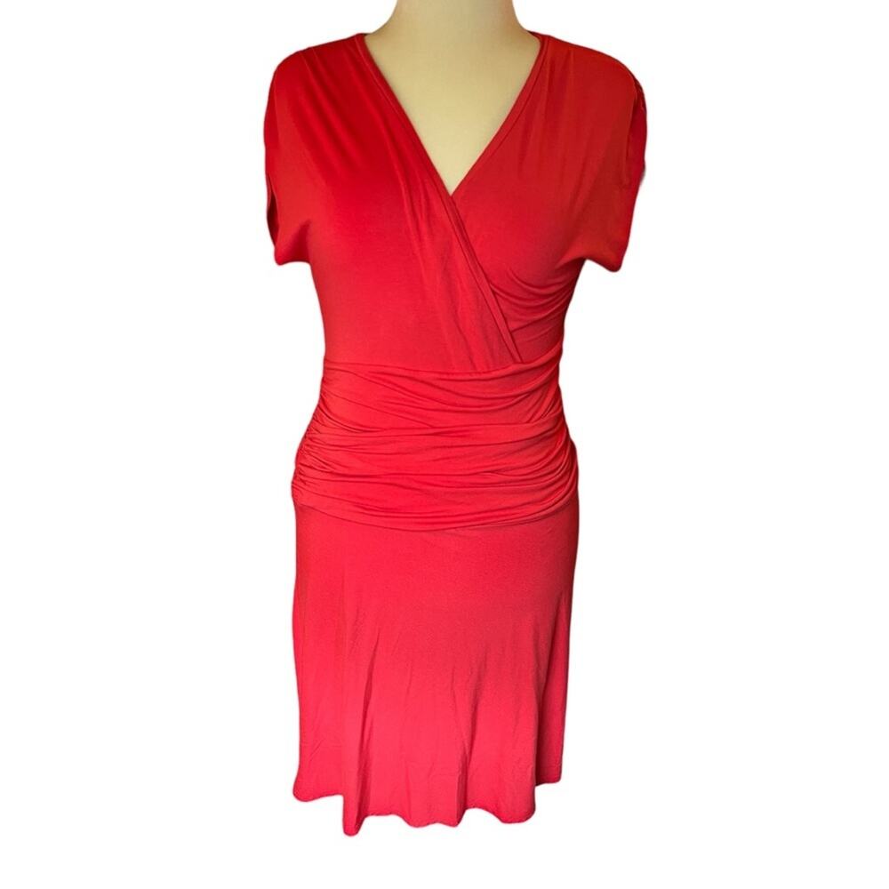 Lilla P Vivid Red/Coral Wrap Midi Dress size XL